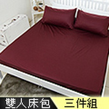 mimo 【家居】台灣製造-100%精梳純棉雙人床包三件組(大地-紅)