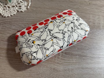 雙色相遇正反雙配色手作拉鍊包/ 企鵝花園日