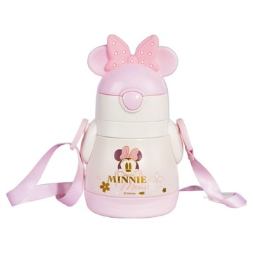 優貝選 迪士尼俏皮小胖瓶 兩用保冷/保溫兒童背帶吸管水壺  1個  310ml  米妮粉