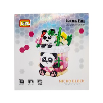 LoZ 熊貓桃桃烏龍積木 950個  白色 + 綠色 + 粉色  1組