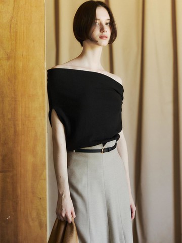 Gentle Wool Jersey Top_Black