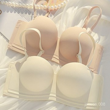 下殺價💖夏季無痕內衣女士小胸聚攏無鋼圈收副乳防下垂抹胸無肩帶文胸罩 LCG0