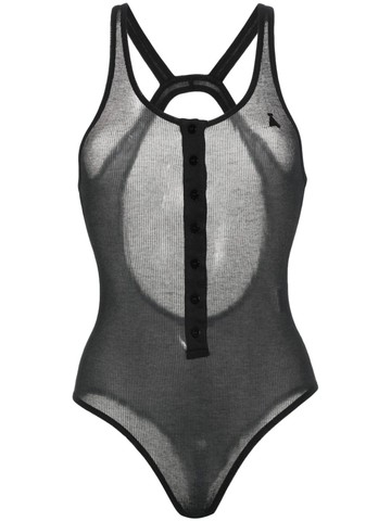 ANDREĀDAMO - fine-ribbed open-back bodysuit - women - Nylon/Cotton - L - Black