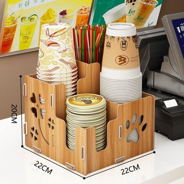 咖啡奶茶店吧檯吸管紙杯收納架一次性用品餐館取杯架子收納盒商用 杯具 咖啡杯 置物架 咖啡外帶杯 杯子收納架 咖啡置物架