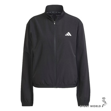 【領券再折】Adidas 立領外套 女裝 口袋 排汗 黑【運動世界】JD6539