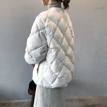 保暖外套🏅韓版菱格棉服女冬季短款羽絨棉衣寬鬆小個子棒球面包服棉襖厚外套