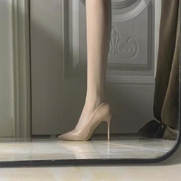 裸色高跟鞋女細跟2025年新款春秋法式氣質尖頭少女網紅單鞋黑色夏