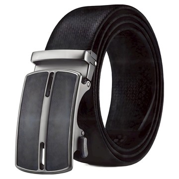 本革職人 男仕沉穩內斂系列自動扣真皮皮帶 線條鏤空款  黑色  115cm