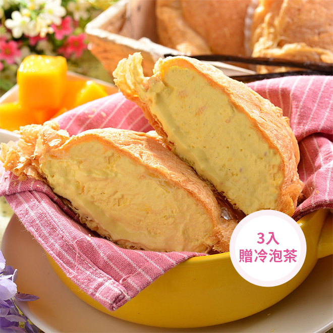 [盛夏芒果季]【艾波索】芒果千層冰心泡芙3入+有機冷泡茶2入 喜客券