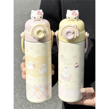 粉色少女心保溫杯女生高顏值吸管杯316不銹鋼學生上學直飲水杯子