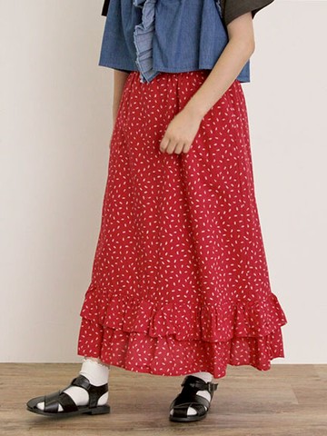 多種圖案疊層荷葉邊設計飄逸長裙(0F000887510) - Samansa Mos2