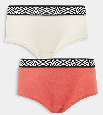 Umbro 2 pack co-ord hipster briefs in orange and clay-Multi