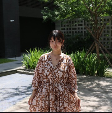 (新品上市)印度手作丨木印刻洋裝-咖啡