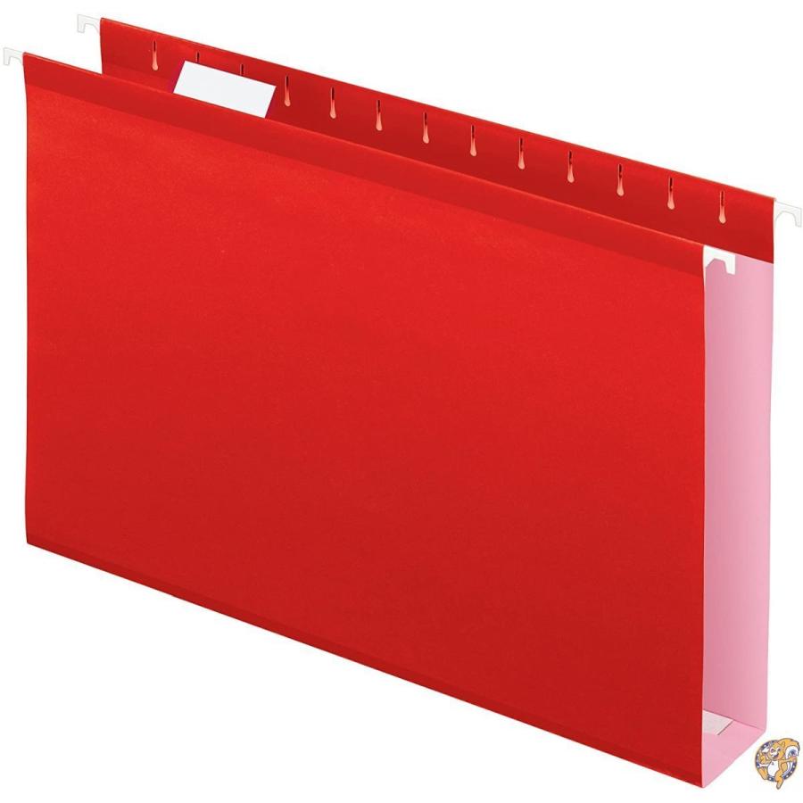 Reinforced 2" Extra Capacity Hanging File Folders, Legal, Red, 25 Box 送料無料