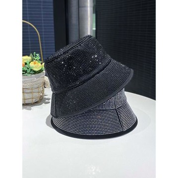 韓版時尚鑲鉆漁夫帽子女秋冬新款街頭潮酷水桶帽百搭顯臉小盆帽春