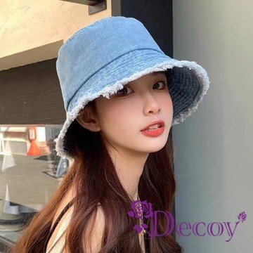 【Decoy】復古牛仔*帽檐抽鬚防曬遮陽漁夫水桶帽/淺藍
