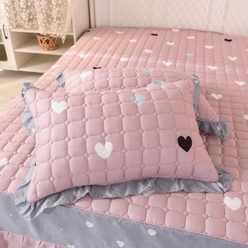 全棉花邊枕套加厚絎縫單人枕套48x74cm一對裝學生枕頭套夾棉