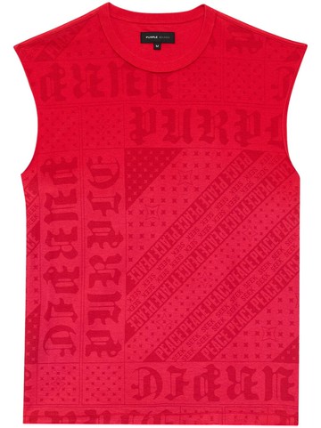 Purple Brand - logo-print crew-neck tank top - men - Lycra/Cotton - L - Red