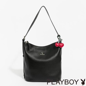PLAYBOY - 大肩背包附長背帶  Midnight Cherry系列 - 黑色