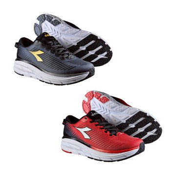 DIADORA迪亞多那 寬楦驅動跑鞋 男運動鞋 男鞋 透氣 高腳背 寬腳板 康特杯 吸震 回彈 厚底 緩震 止滑 灰 紅