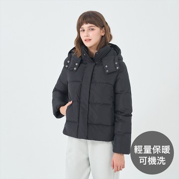 GIORDANO 女裝手拍棉連帽外套 E-care輕暖系列 - 09 標誌黑