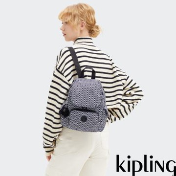 『猴子包』Kipling 經典老花拉鍊掀蓋後背包-CITY PACK MINI