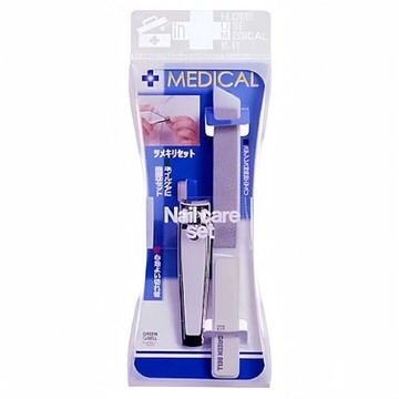 日本綠鐘Medical不銹鋼指甲剪&銼刀兩支組(L.65mm&100mm)NO-310