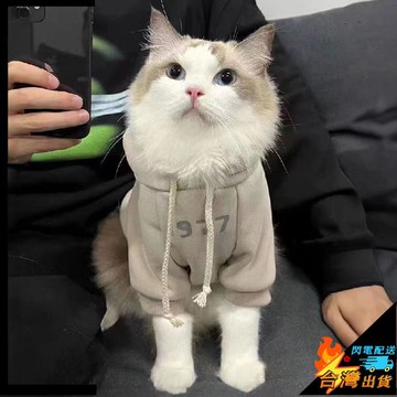 【台灣出貨】寵物衣服 貓咪衣服 秋冬裝 防掉毛 保暖 可愛小奶貓 藍貓 英短 連帽加絨衛衣 寵物服飾 狗狗保暖衣服