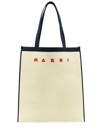 Marni - logo embroidery tote bag - men - Polyester - One Size - Blue