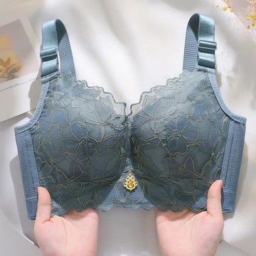內衣女無鋼圈小胸聚攏加厚性感上托顯大調整型收副乳蕾絲文胸
