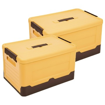 小麥購物 撞色摺疊收納箱 C197 黃色  2個  小(35 x 24 x 23cm)