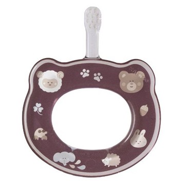 akachan honpo - HAMICO 環形寶寶牙刷-動物-咖啡色