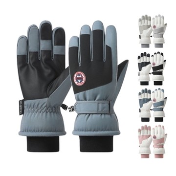 拼色小圓標防風防水手套 大人 滑雪 玩雪 保暖 機車 騎車 手套 寒流 防寒 橘魔法 現貨【BB6469】