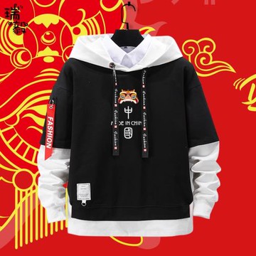 中國醒獅愛國CHINA團體節日演出活動假兩件連帽衛衣男女兒童外套
