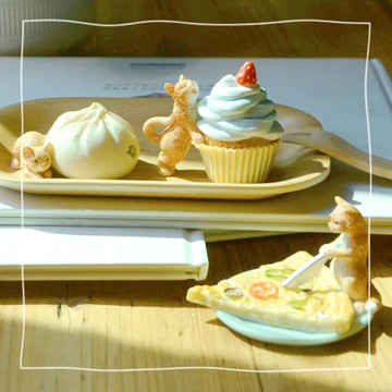 創意可愛小動物貓咪擺件仿真食物包子廚房模型餐廳家居裝飾品送禮