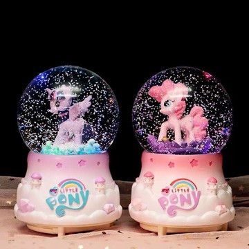 【臺灣-出貨】小馬寶莉水晶球八音盒不旋轉小女孩生日禮物創意擺件驚喜桌面擺件HFV25