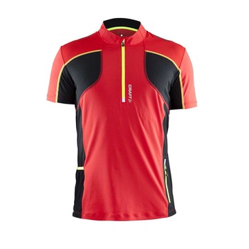 【瑞典 Craft】男款 Trail SS shirt 短袖拉鍊排汗衣_紅