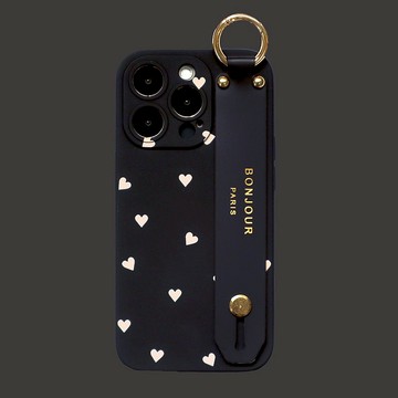 iPhone16/15/14 LOVE系列-瑪黑法式小愛心手帶手機殼