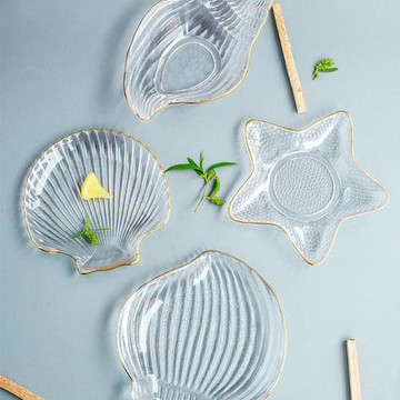 海星碟玻璃小碟子日式金邊餐具醋碟醬油碟調味碟骨碟菜碟小吃盤子