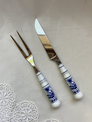 【好日戀物】德國DDR 洋蔥圖案陶瓷柄不銹鋼大肉刀肉叉餐具系列