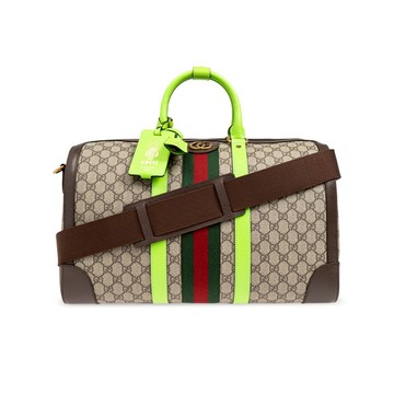 Gucci 724642 Savoy 中款綠色飾邊手提旅行袋《當季專櫃正售★全新商品 》