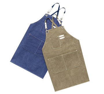 復古牛仔帆布圍裙(藍色) [大買家]