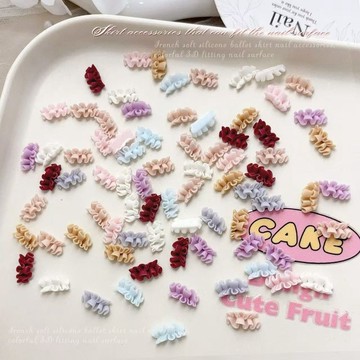 💗台灣出貨💗軟雕裙襬美甲飾品彩色混裝法式花邊裙襬DIY穿戴指甲配飾美甲配件