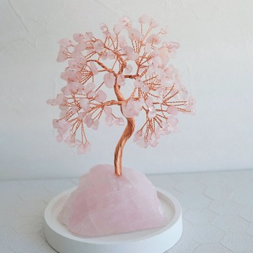 粉晶水晶樹  發財樹 原礦底 人緣桃花運 開運新年禮物 居家擺件