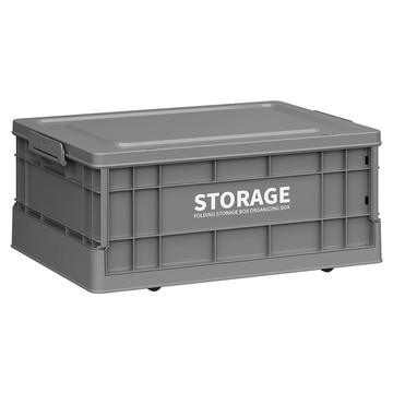 FAmILyLIFE 生活 工業風附輪可疊加折疊收納箱 23公升  47 x 33.5 x 20cm  熔岩灰  1個