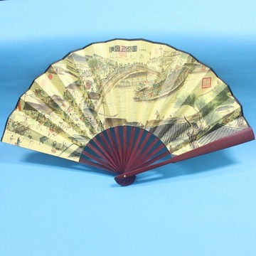 大仿古裐扇子 雙面高級絹布扇子 清明上河圖扇子(標準型) 長33cm/一袋10支入(定120)~735528【領券滿額再折千12/31止】