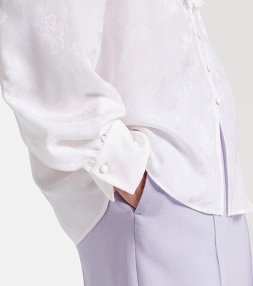 Chloé Lace-trimmed floral jacquard silk blouse