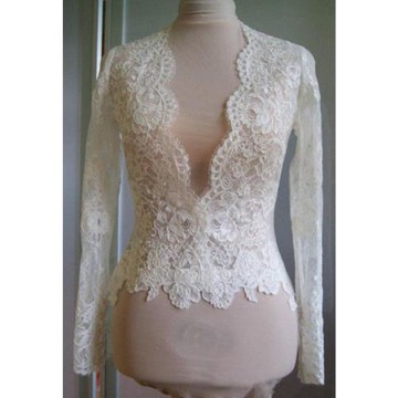 新款新娘結婚配飾抹胸吊帶裙外套遮擋披肩單層蕾絲長袖顯瘦