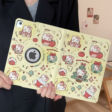 360°旋轉聖誕凱蒂ipad防摔10代保护壳pro2026卡通9/11代皮套air6/7新款mini