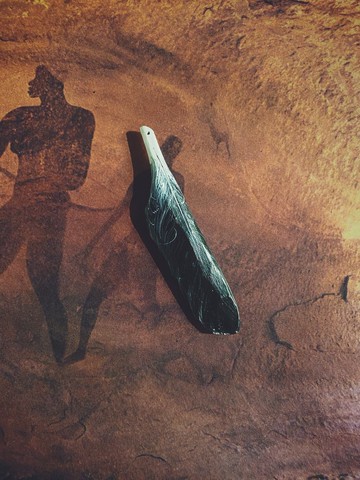 木刻手繪墜飾 - 羽毛